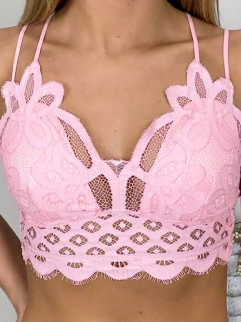 Pink Crochet Lace Bralette